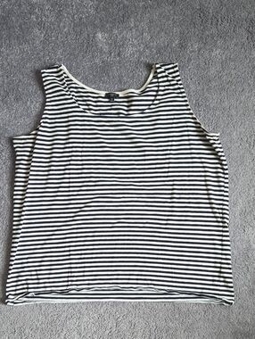 Talbots Black & White Striped Sleeveless Tank